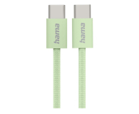 HAMA Kabel ładujący USB-C-USB-C nylonowy 1m zielony - 1331324 - zdjęcie 1